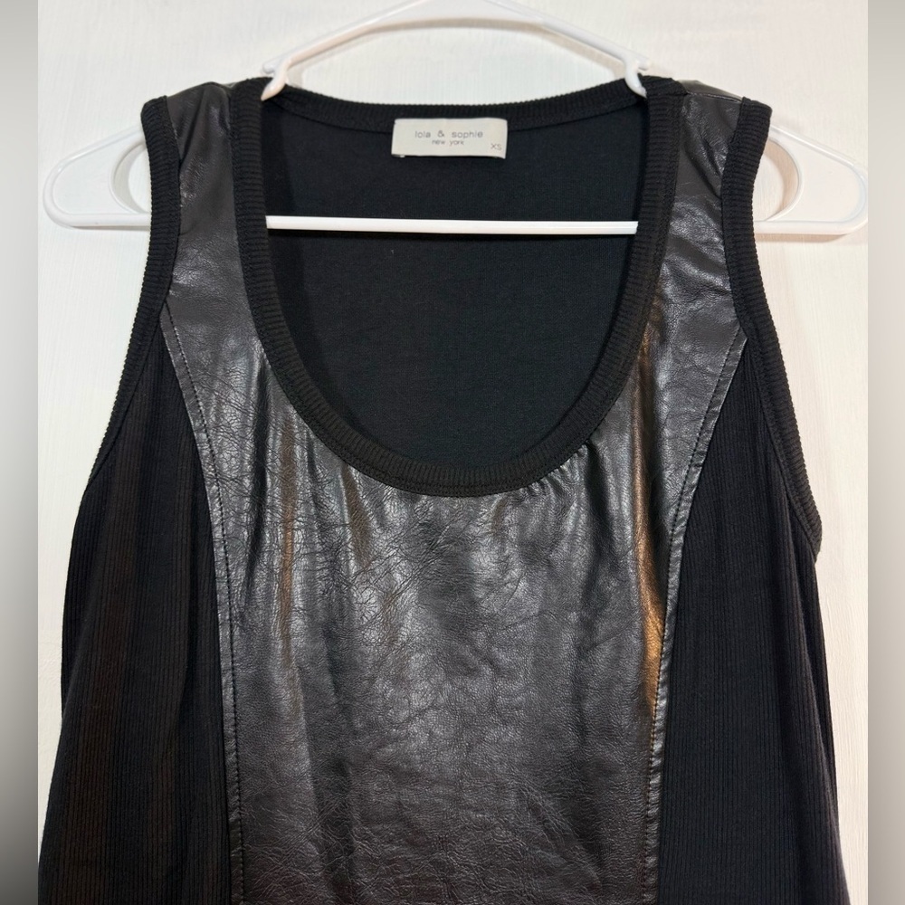 Lola & Sophie Black Faux Leather Accent Tank Top - Picture 5 of 11